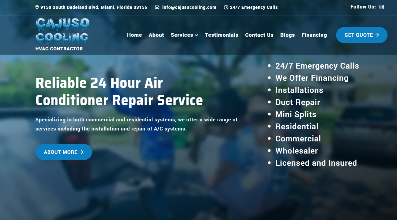 Cooling Services HVAC Website Design
