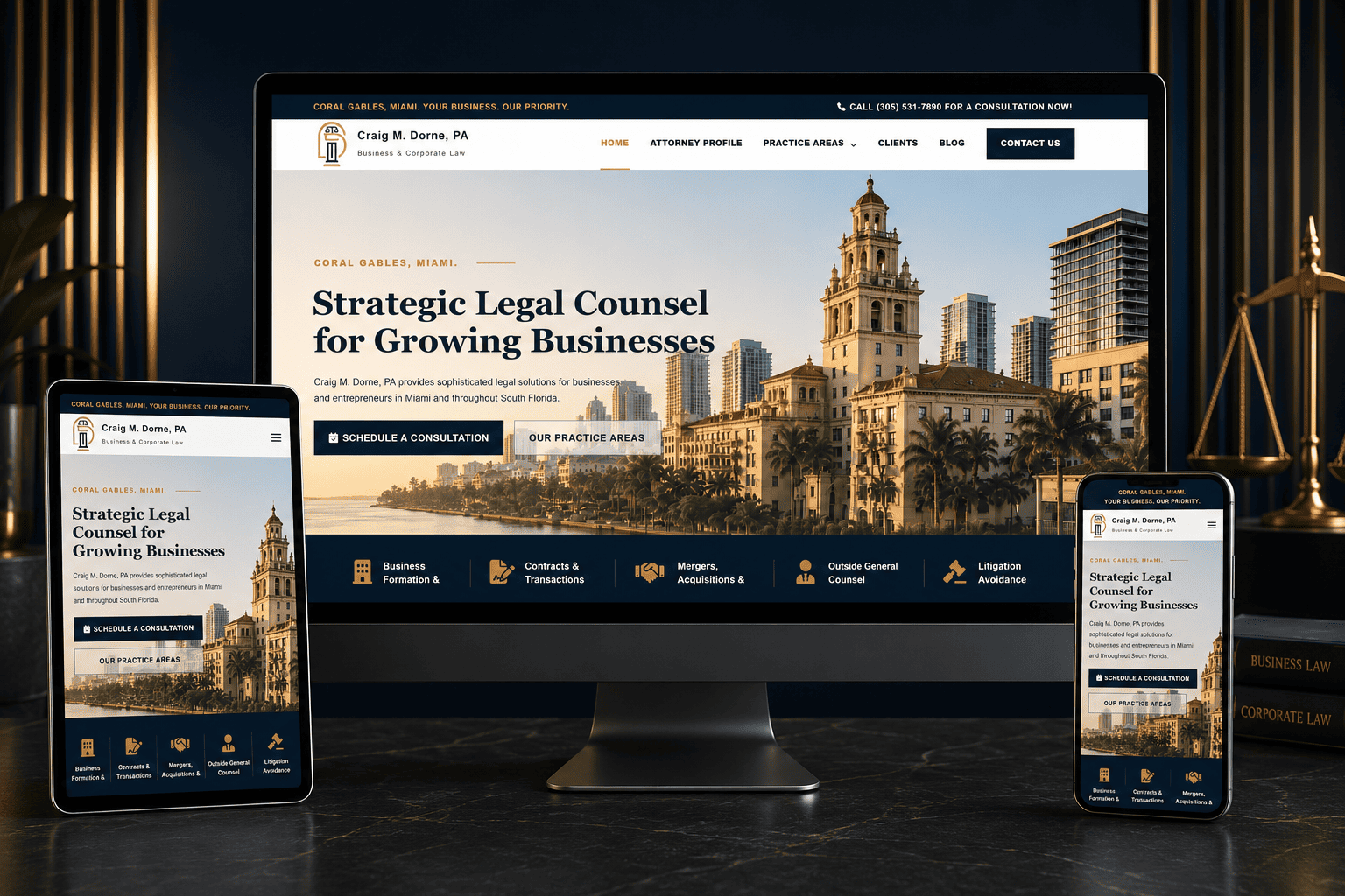 Dorne Law homepage redesign, Law Firm, built by Lighthouse Internet Media