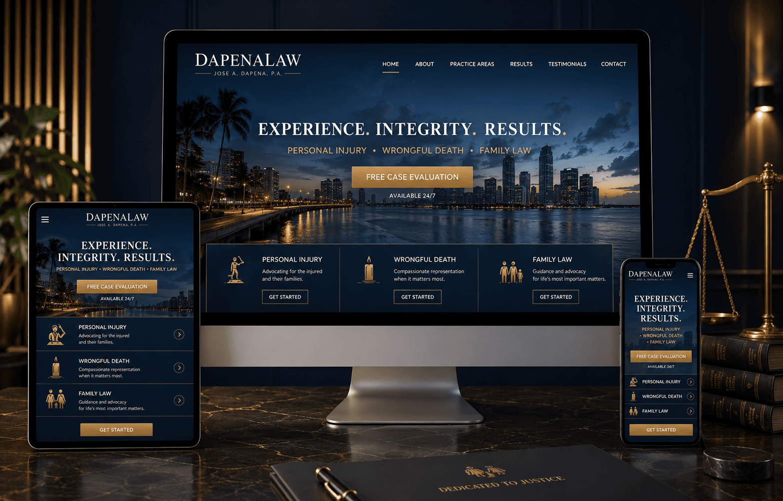 Dapena Law homepage redesign, Personal Injury & Family Law, built by Lighthouse Internet Media