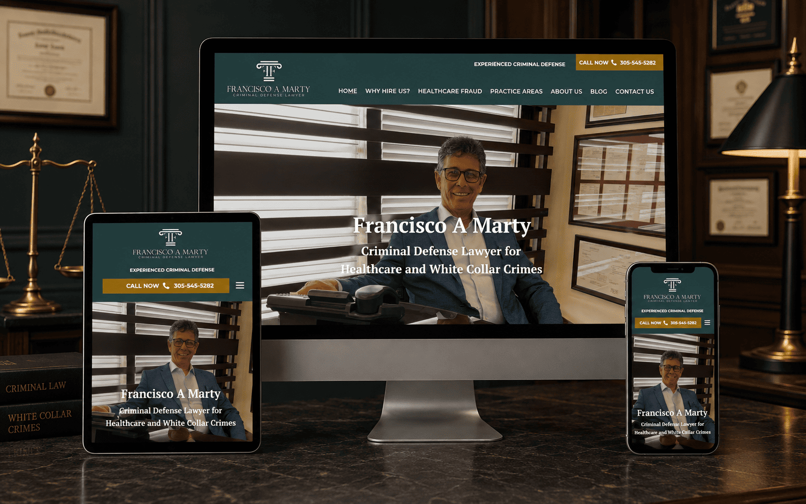 Abogado Miami Criminal homepage redesign, Criminal Defense, built by Lighthouse Internet Media