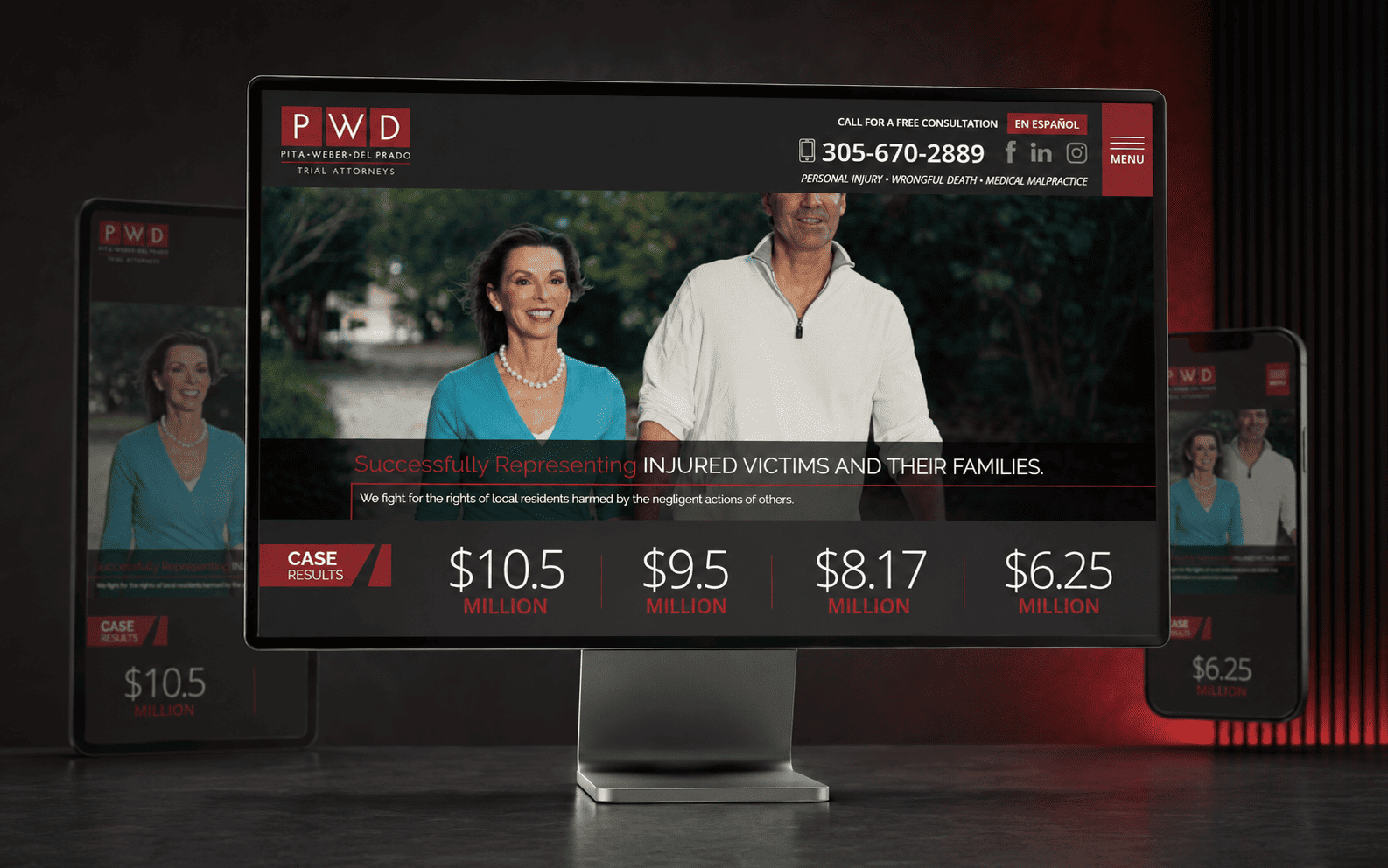 PWD Law homepage redesign, Law Firm, built by Lighthouse Internet Media